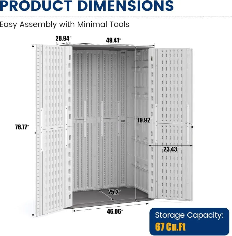 YTYIN UDPATIO Outdoor Storage Shed Cabinet Waterproof
