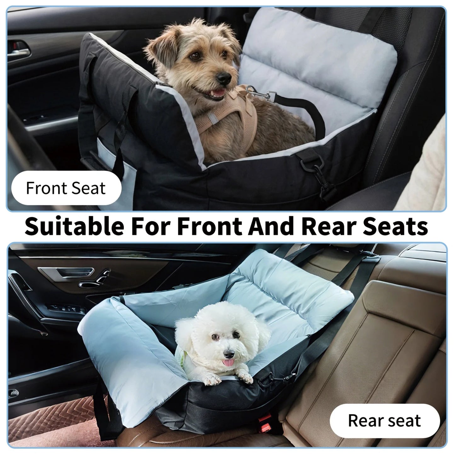 BINGOPAW Dog Car Seat Booster With Safety Belt Washable