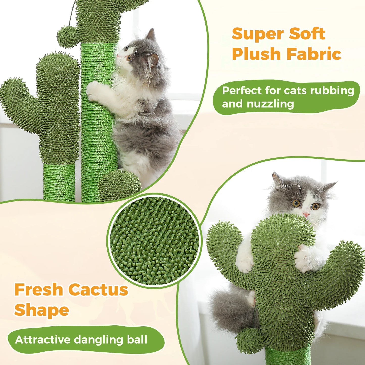 Pequlti Cactus Cat Tree With Condo And Hammock Indoor Play