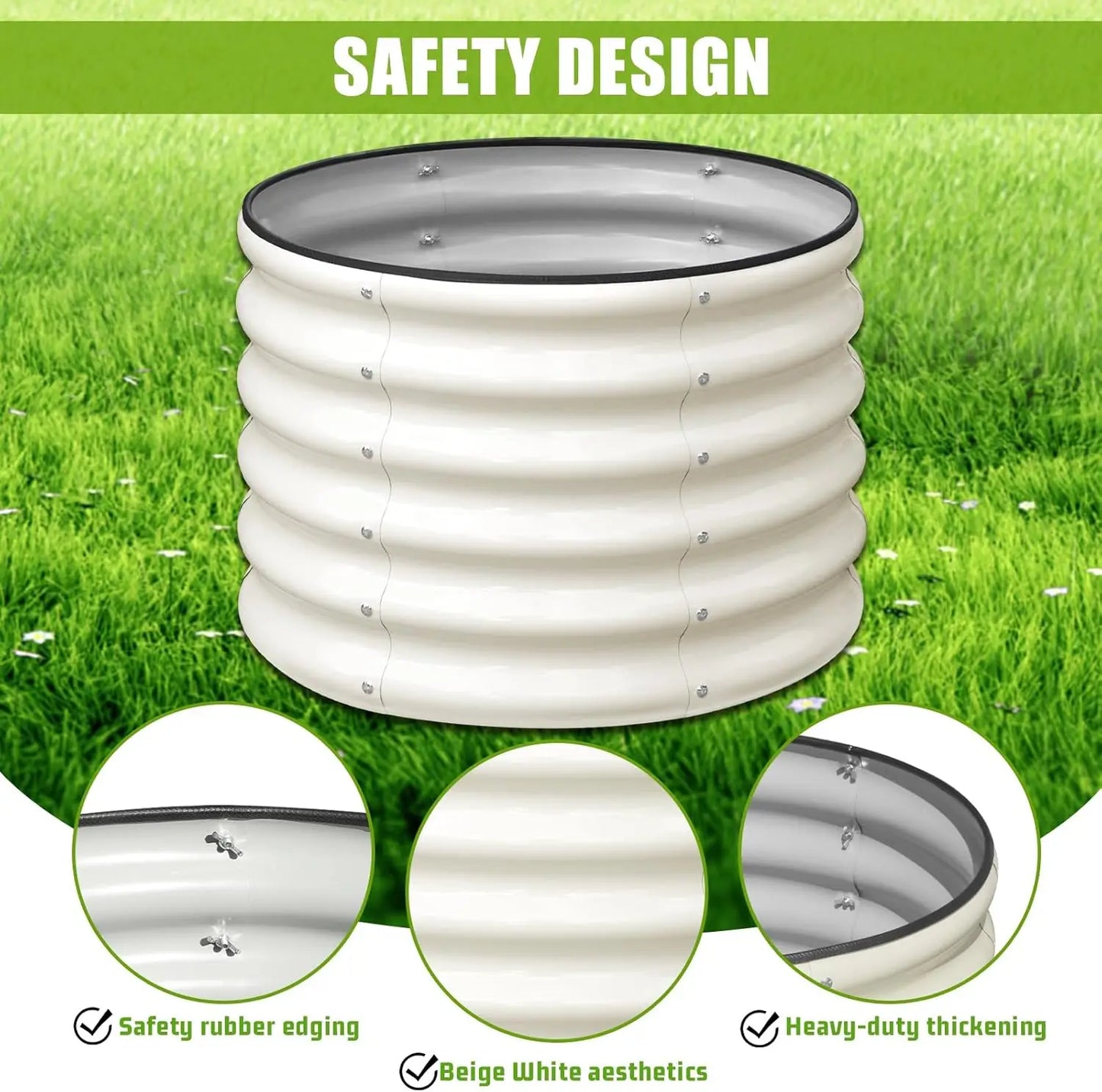 Round Galvanized Raised Garden Bed Two Pack Metal Planter