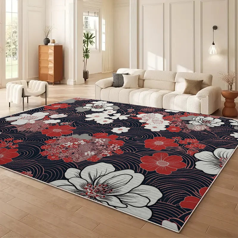 VIKAMA Persian Floral Modern Living Room Area Rug Polyester