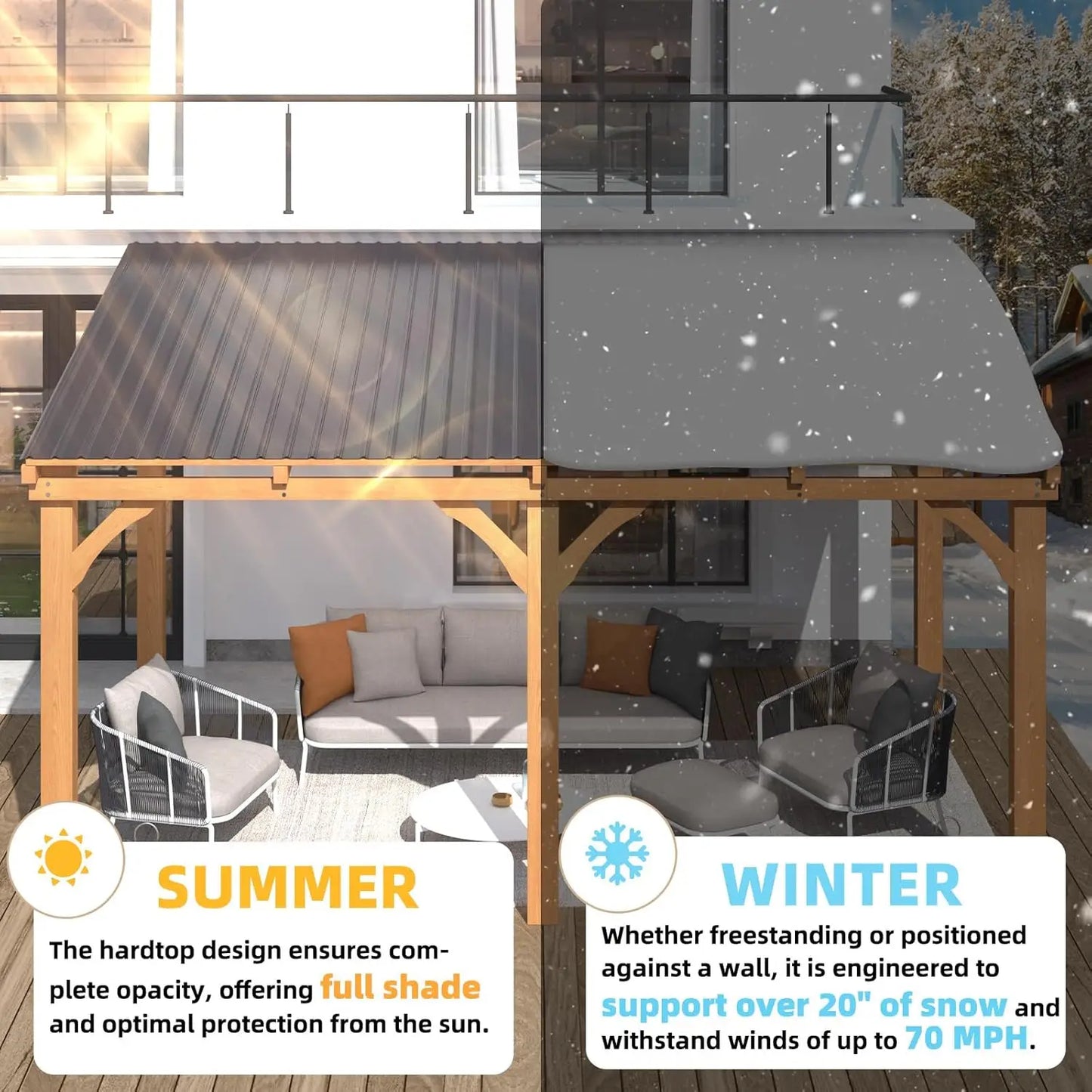 Outdoor Wood Cedar Gazebo For Patio Wall Mounted Customized