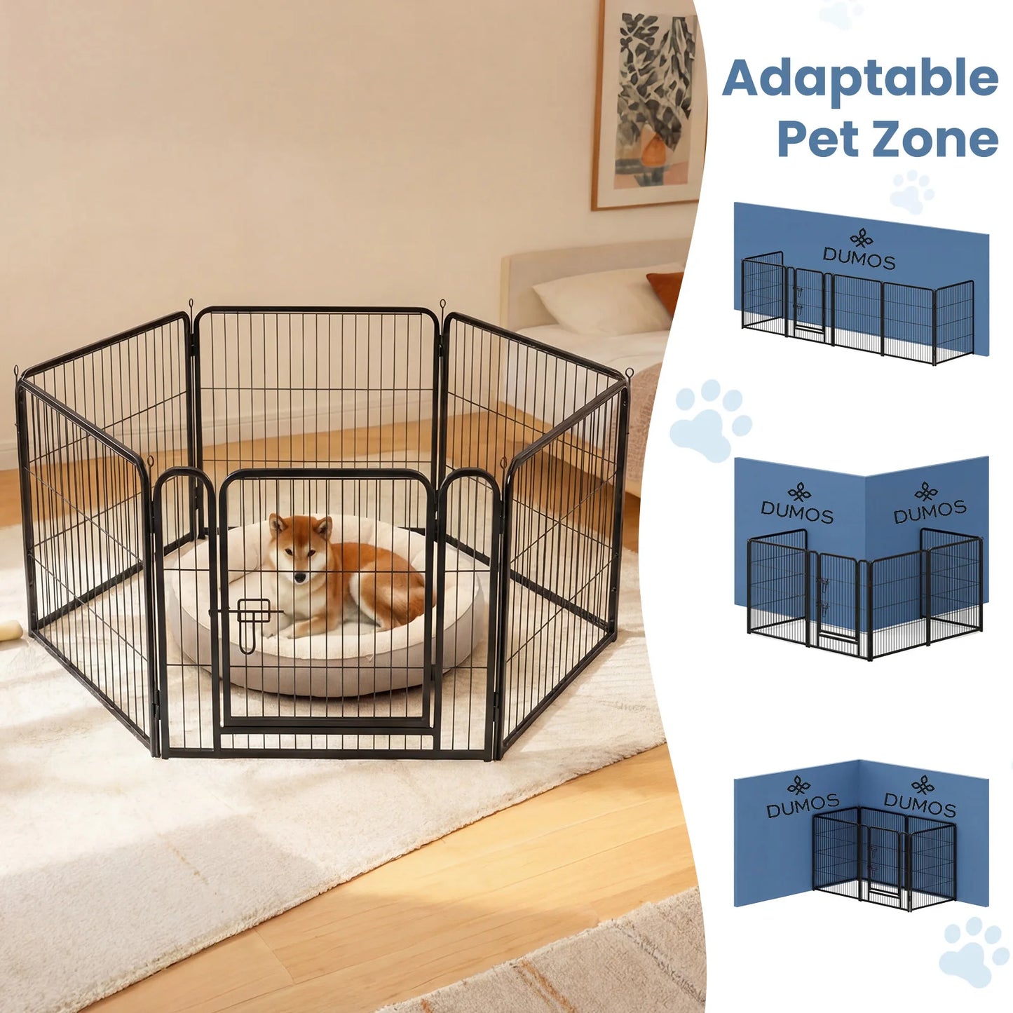 JHK 6-Panel Foldable Metal Dog Playpen