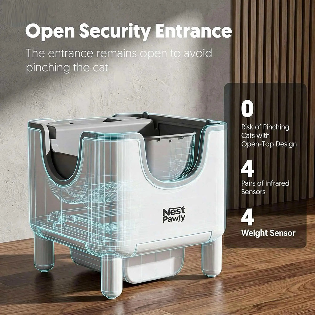 NestPawly M07 Automatic Self Cleaning Open Top Cat Litter Box