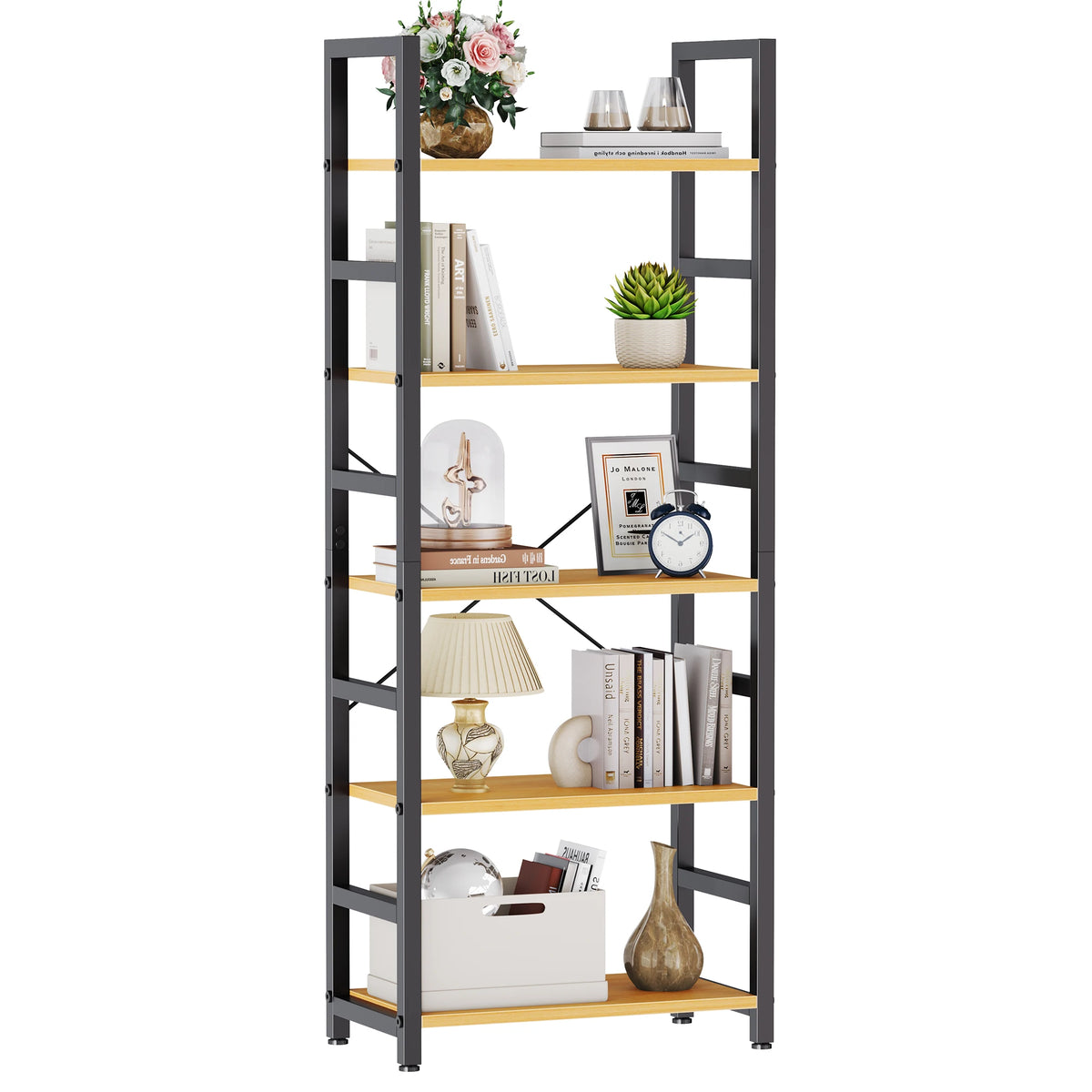 MCQ Sturdy Metal Freestanding Bookshelf For Home Office Storage