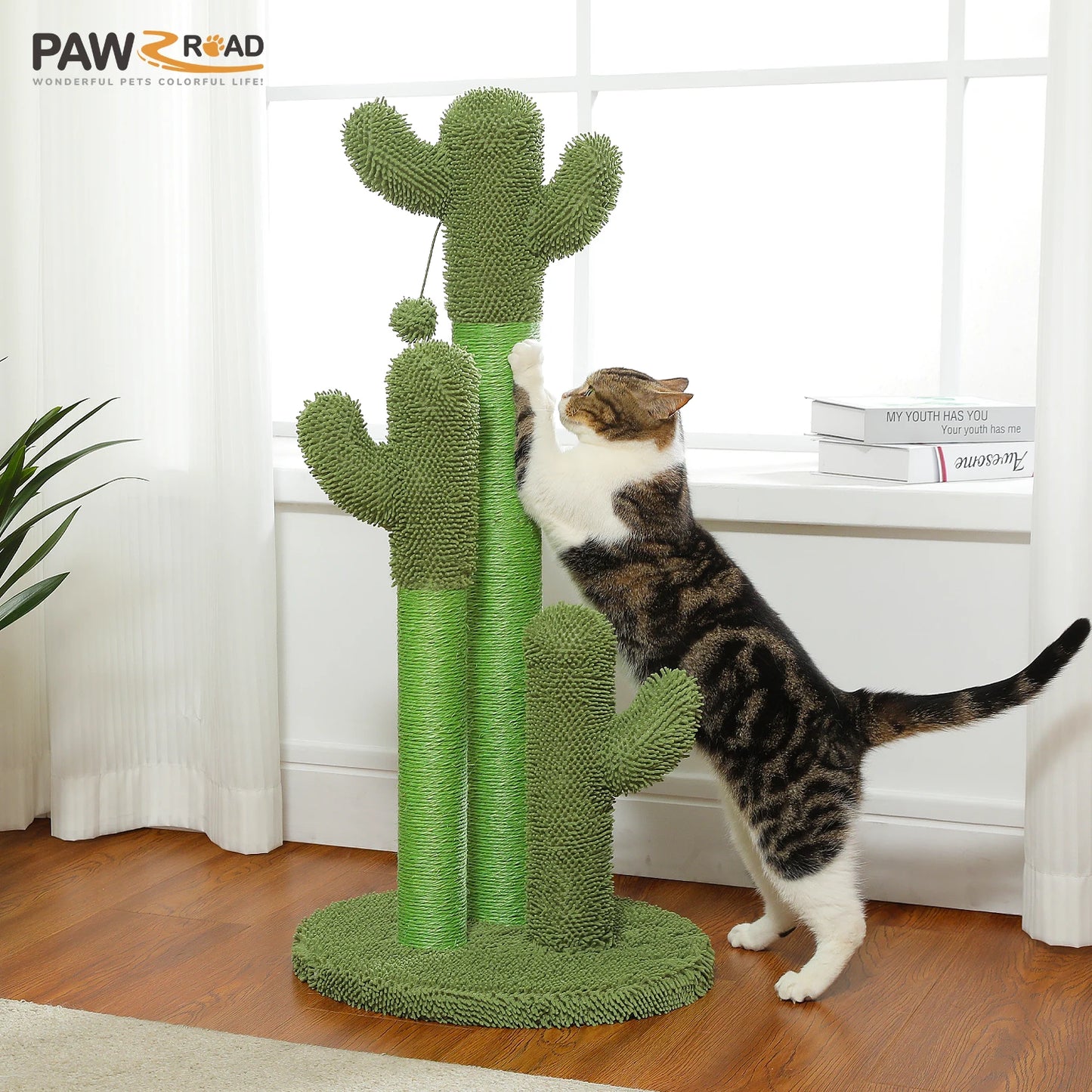 Pequlti Cactus Cat Tree With Condo And Hammock Indoor Play