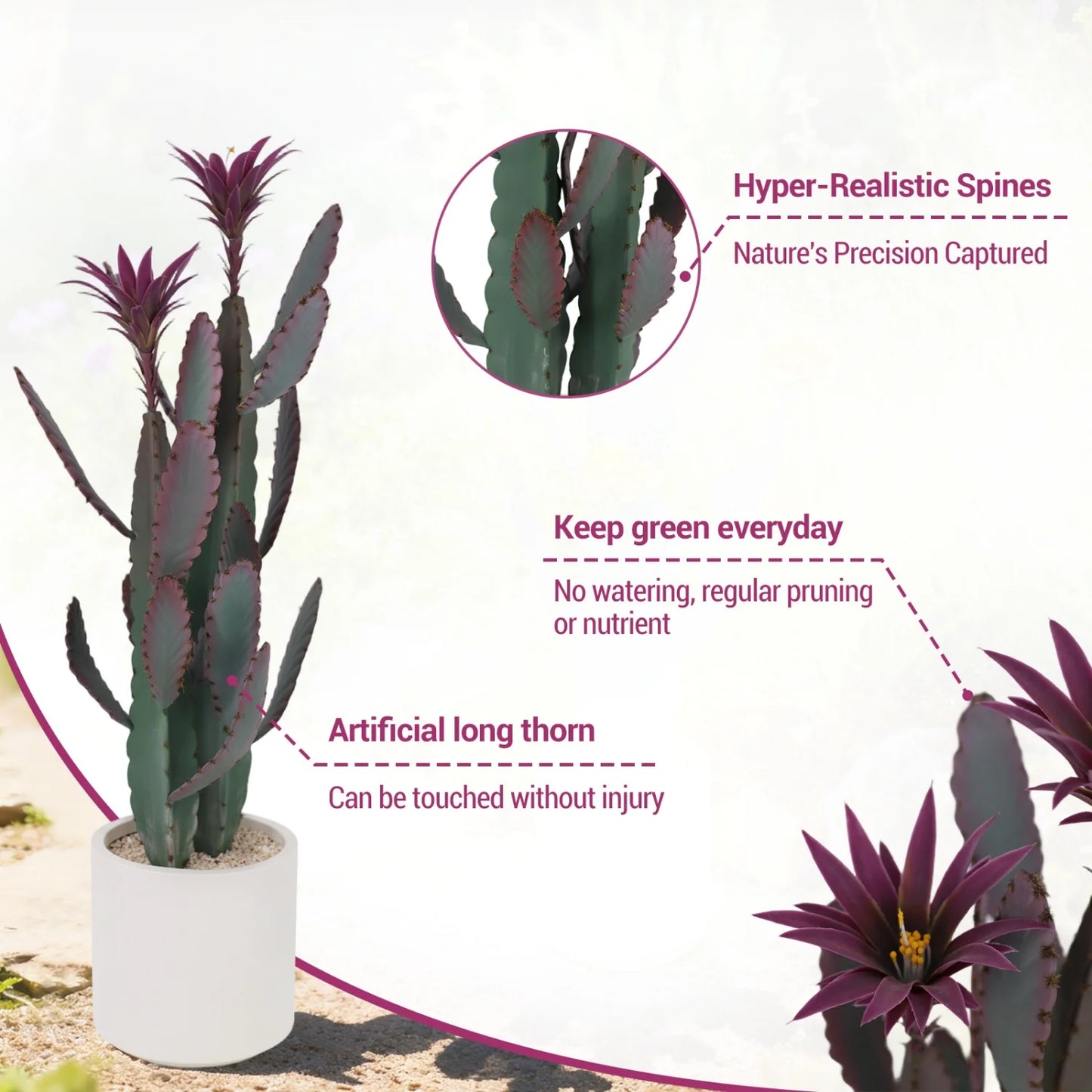 HiMISS Artificial Cactus Plant With Planter For Home Garden