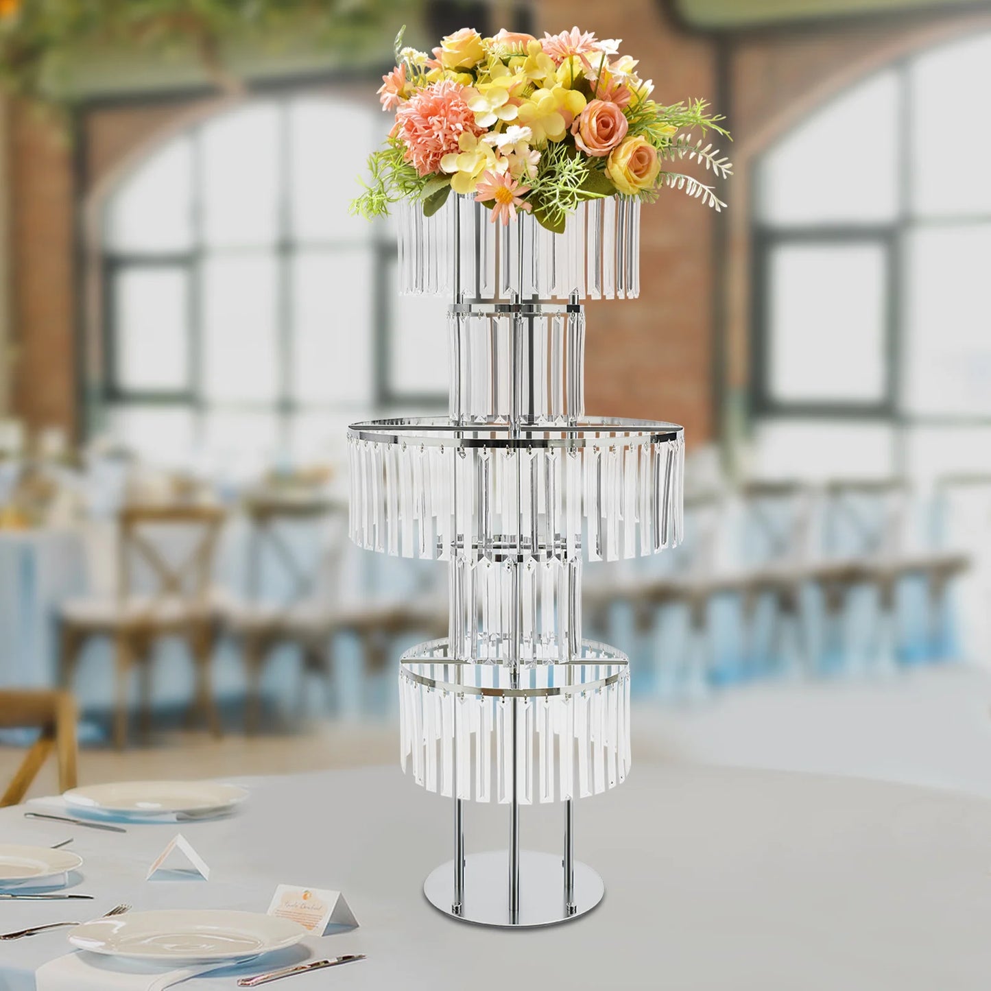 Five Tier Gold Silver Wedding Centerpieces Flower Stand Acrylic