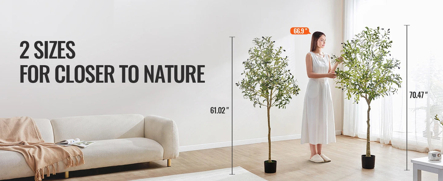 SucceBuy Artificial Olive Tree Faux Plant With Anti Tip Design