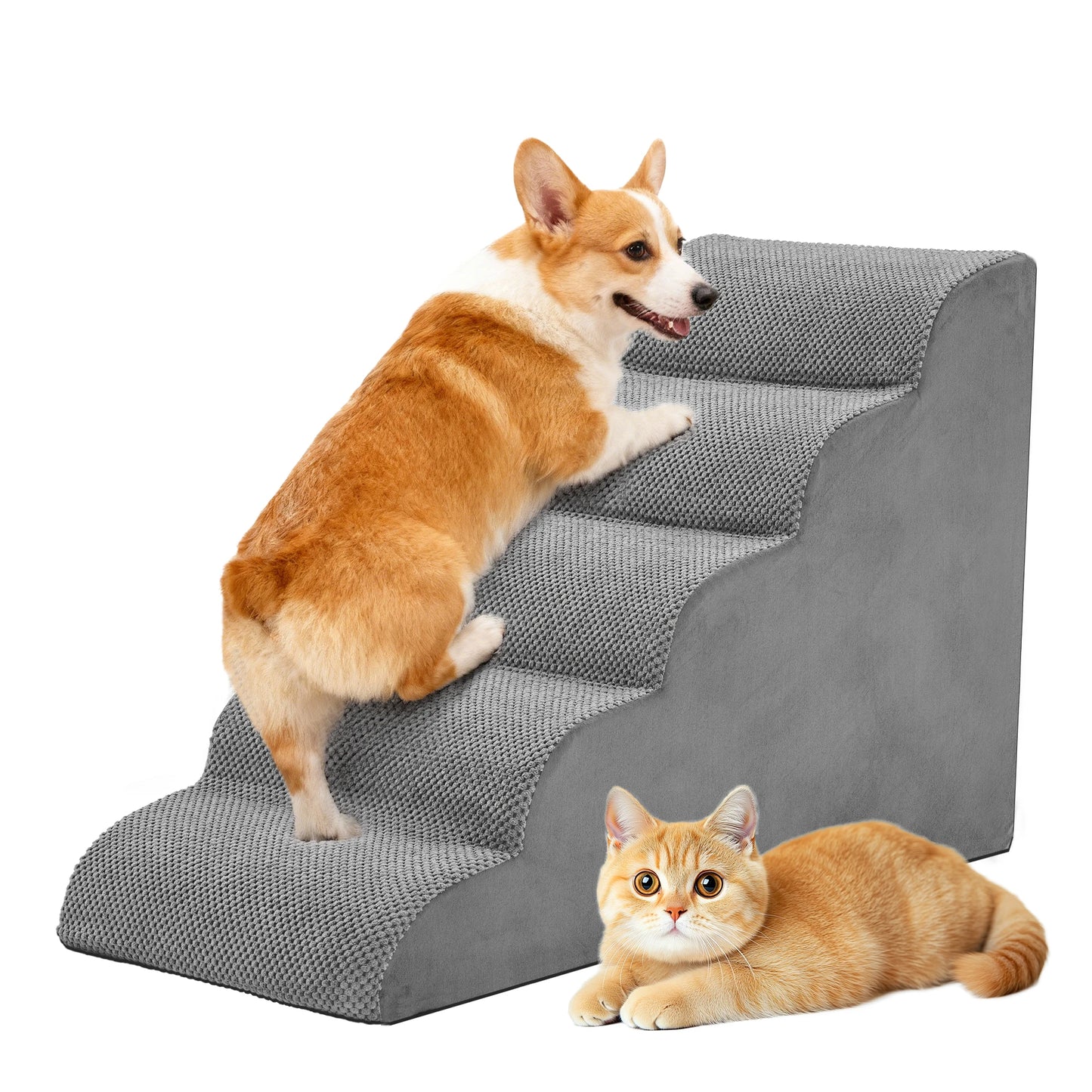 3-5 Step High-Density Foam Dog Stairs Ramp For Indoor Use