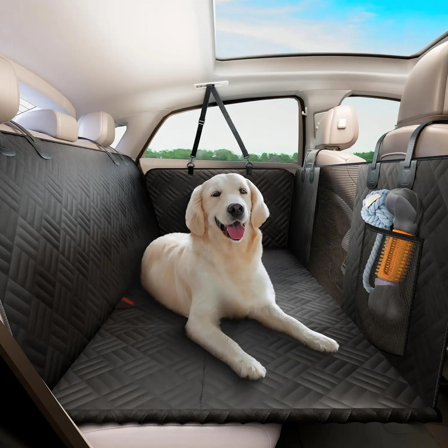 Rear Seat Dog Cover Hammock With Hard Bottom Extender