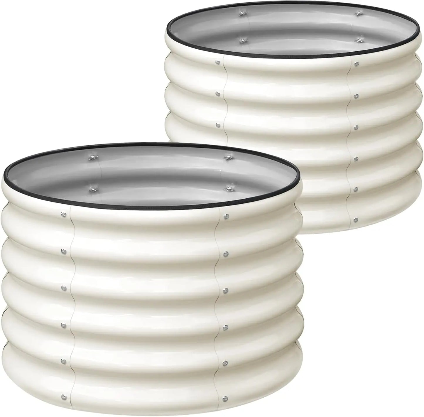 Round Galvanized Raised Garden Bed Two Pack Metal Planter