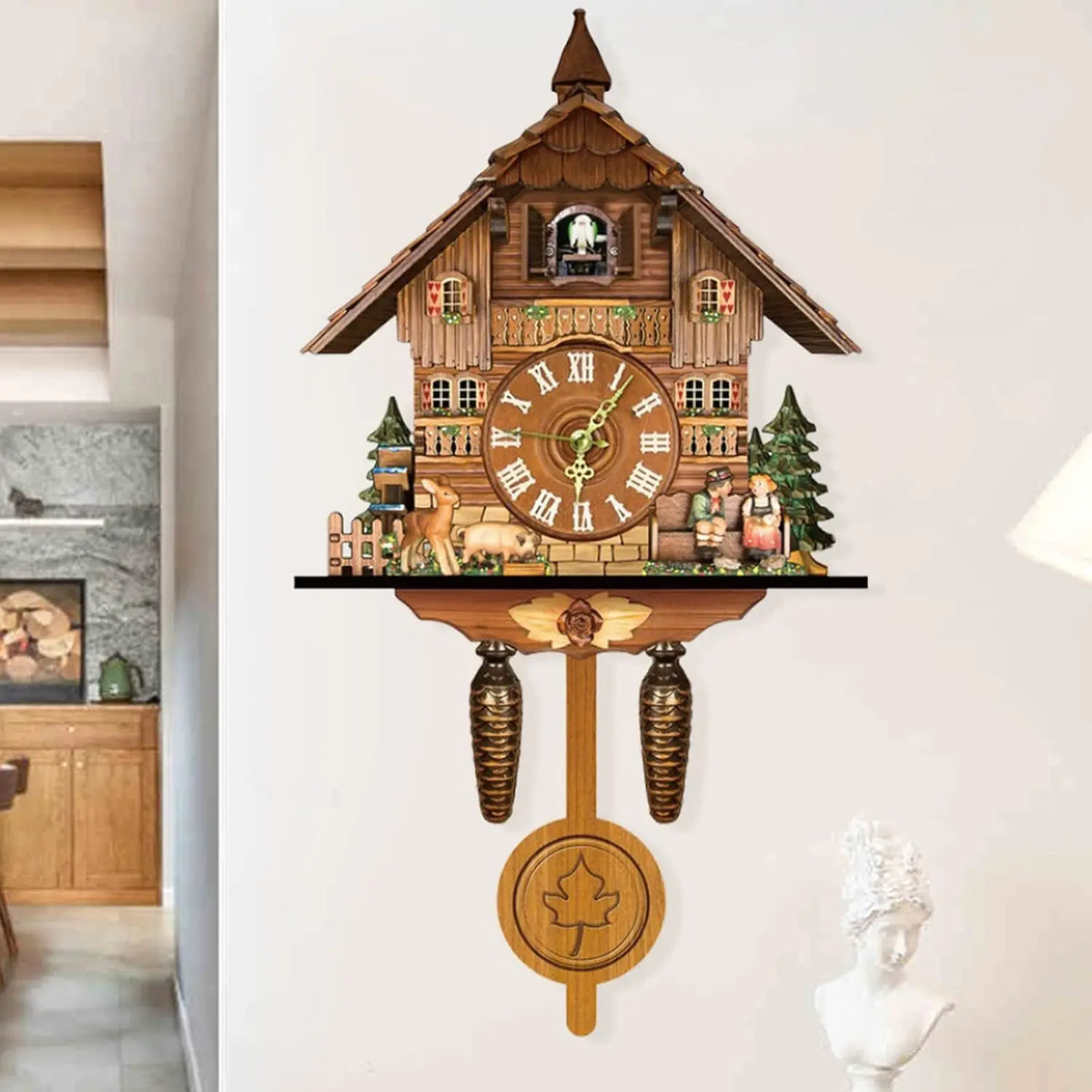 Northern European Cuckoo Wall Clock with Alarm for Home Decoration