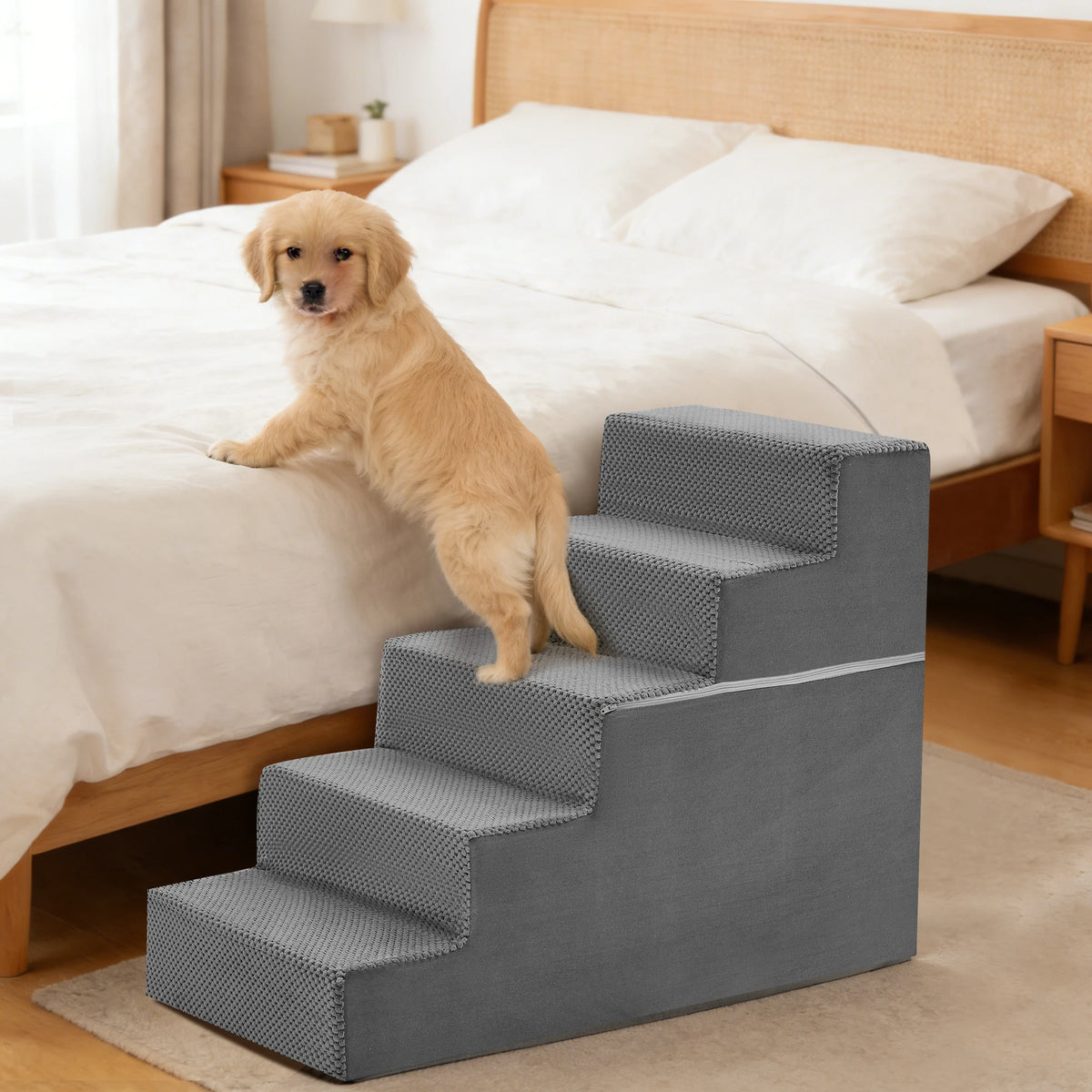 Curved Foam Dog Ramp Stairs With Non Slip Indoor Steps