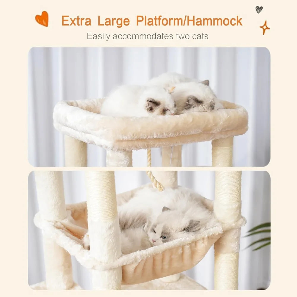 Cat Tree Indoor Multi Level Plush Condo For Indoor Cats