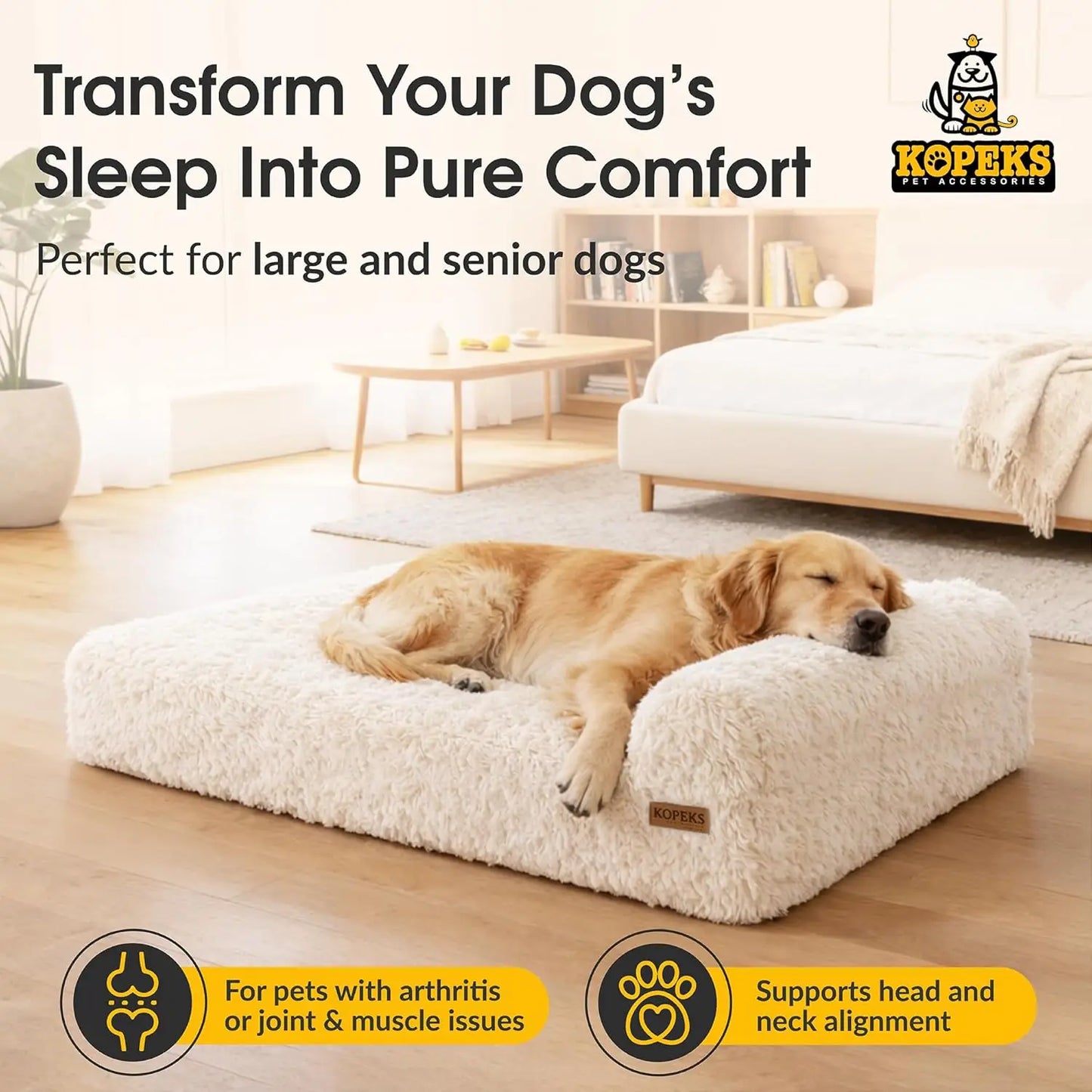 Orthopedic Memory Foam Dog Bed With Waterproof Liner