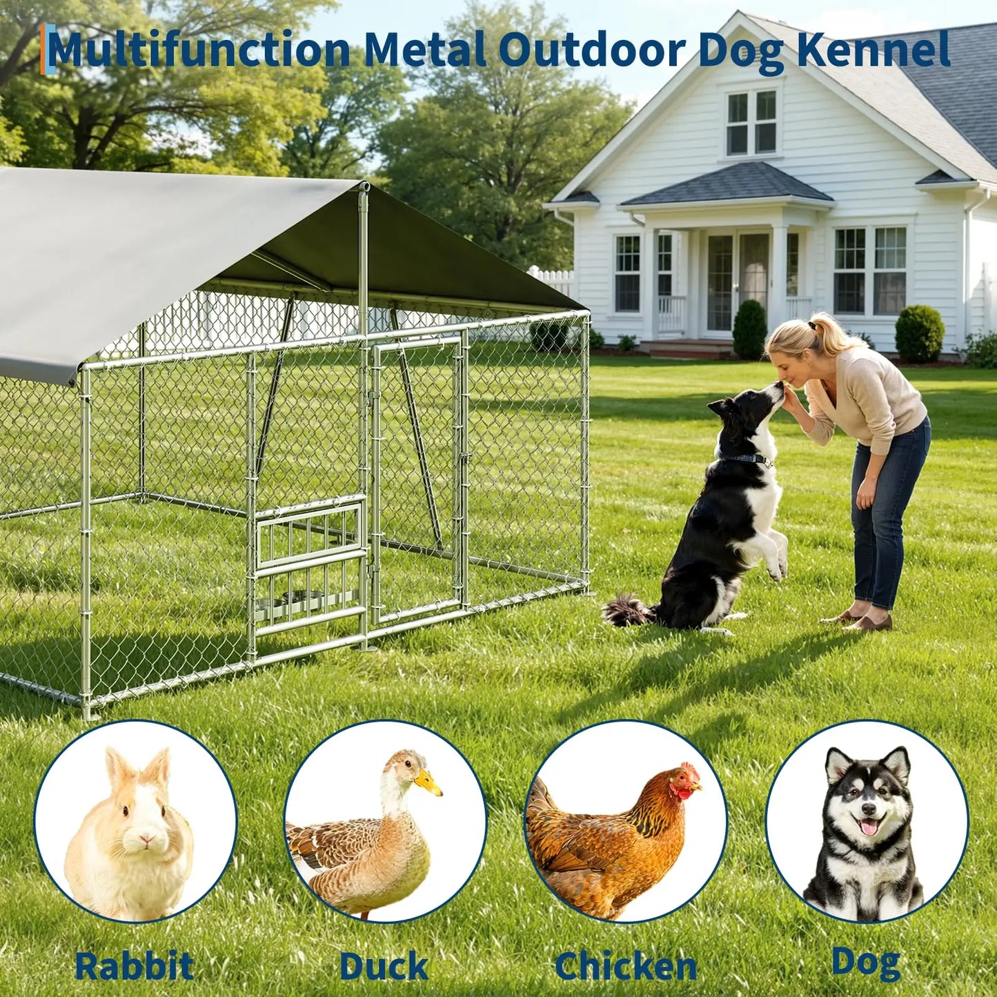 DishyKooker Outdoor Dog Kennel With Waterproof Roof And Lockable Door
