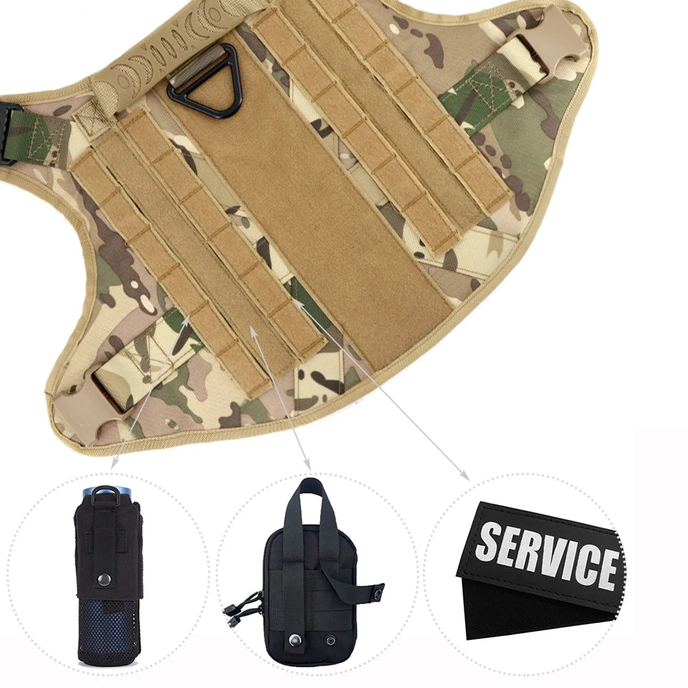 Padded Tactical Dog Harness And Leash Set For Large Dogs