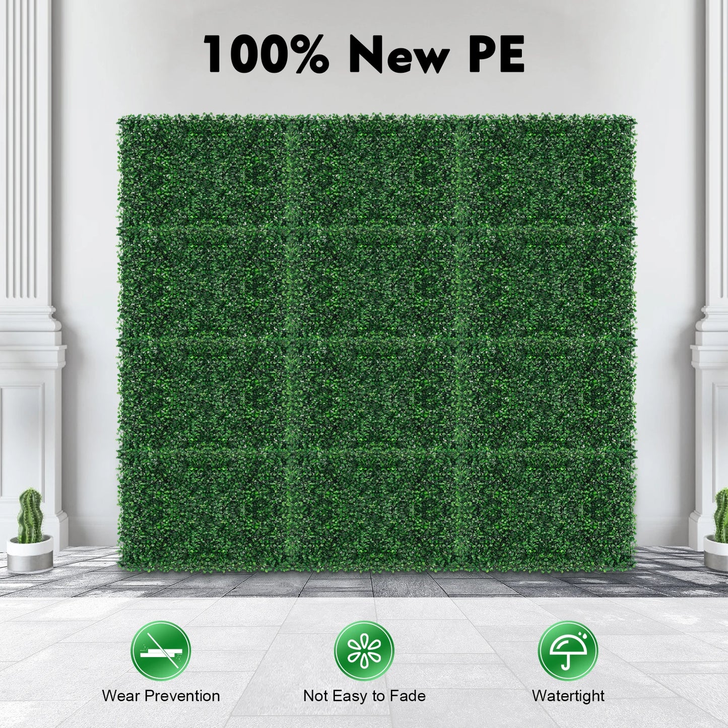 Artificial Grass Mat Panel PE Waterproof Wall Hedge For Indoor Outdoor Decor