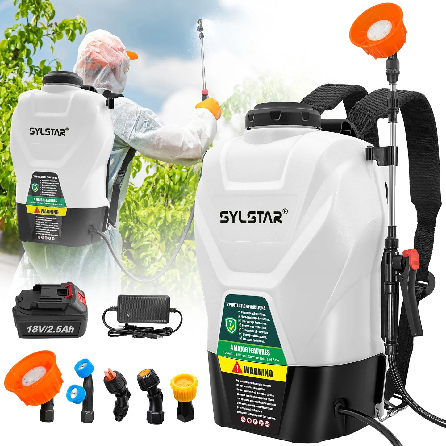 Backpack Electric Sprayer 21V 100 PSI With Telescopic Wand
