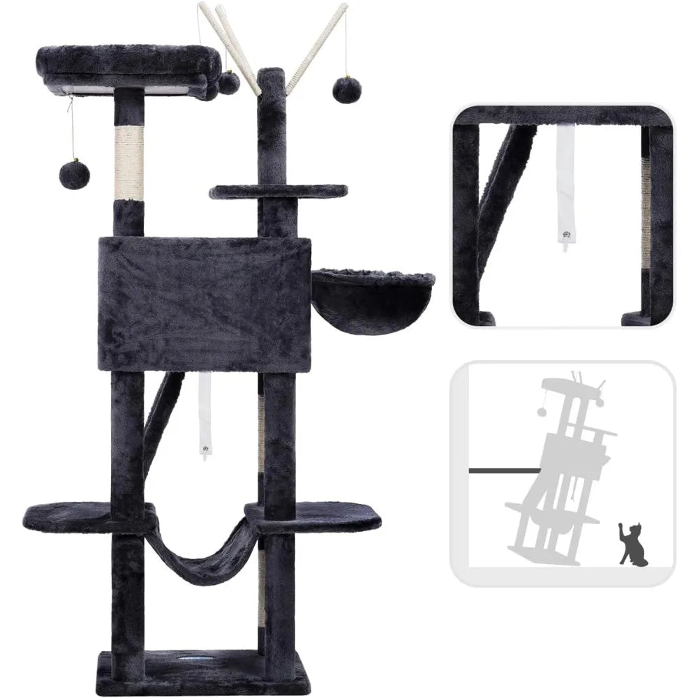 NBVCX Cat Tree Tower With Hammock Condo Scratching Posts
