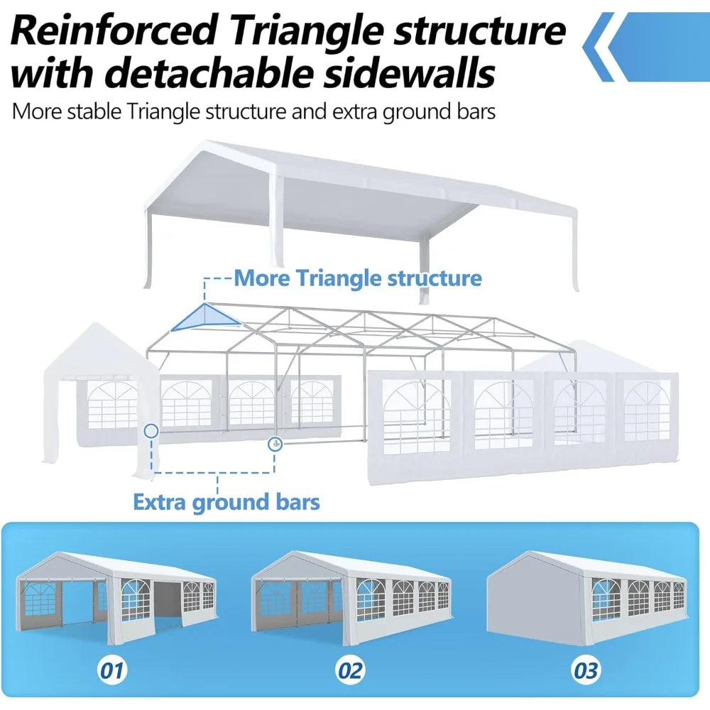 Heavy Duty Party Tent With Removable Sidewalls And Sand Bags