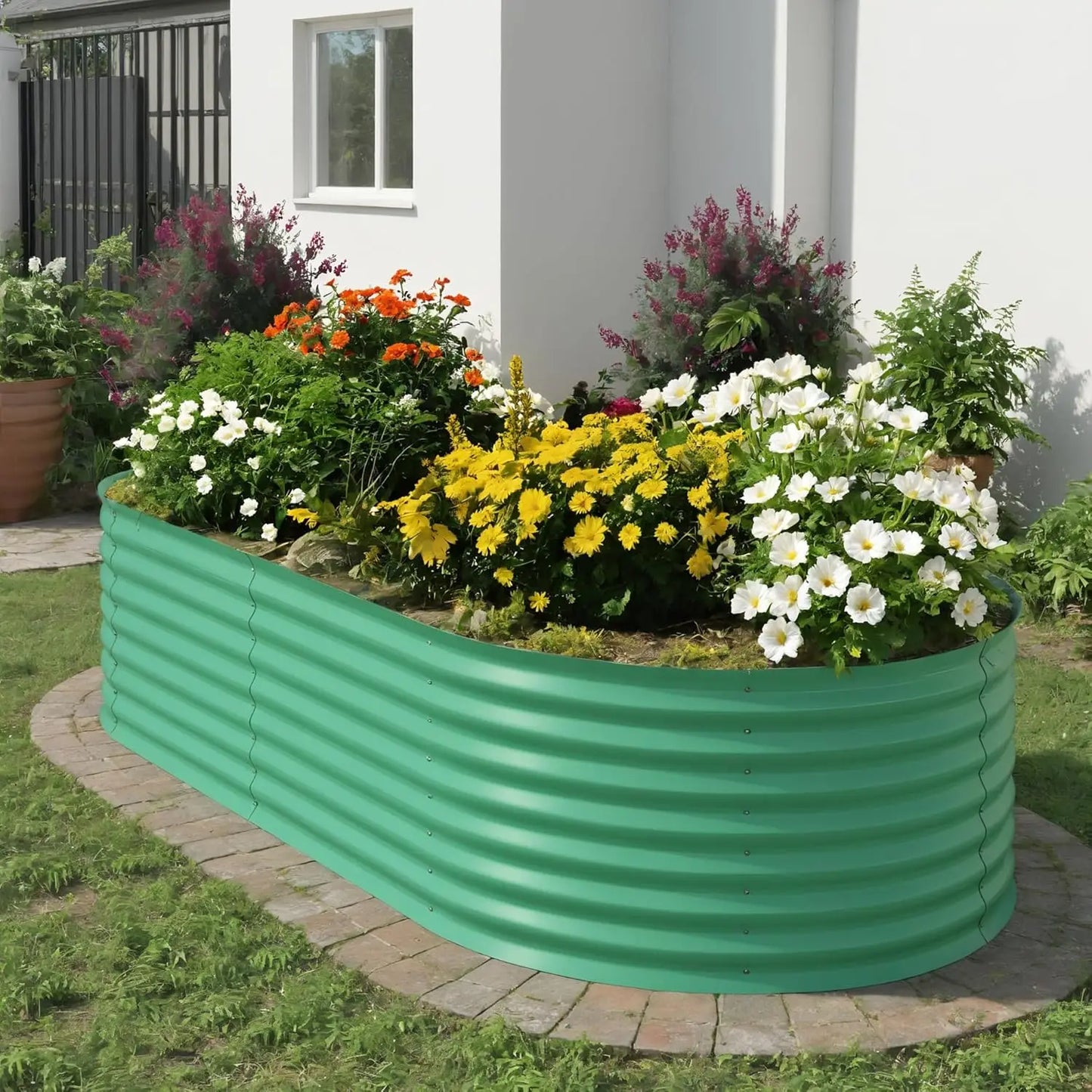 TWISTER.CK Galvanized Raised Garden Bed Kit Open Bottom Planter Vegetables