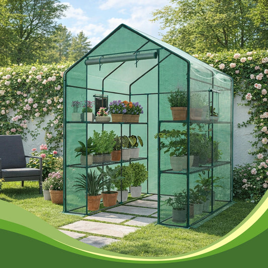 Portable Walk In Greenhouse With Screen Windows For Outdoor Plants
