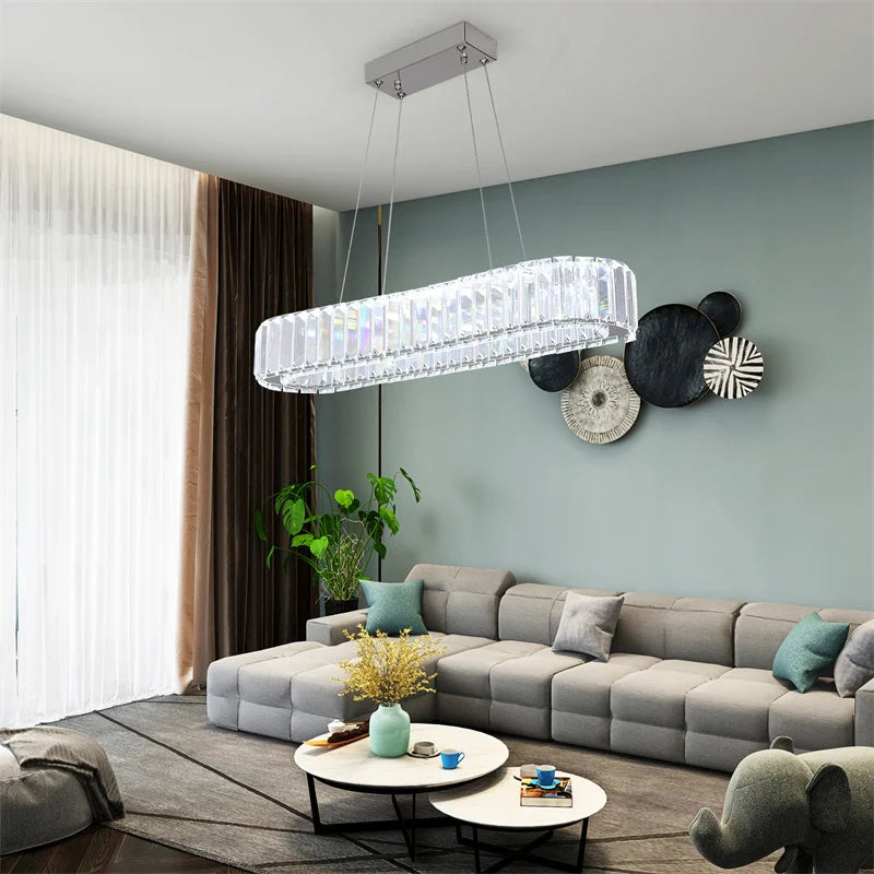 GreeLustr K9 Crystal Oval Pendant Lamp For Living Rooms
