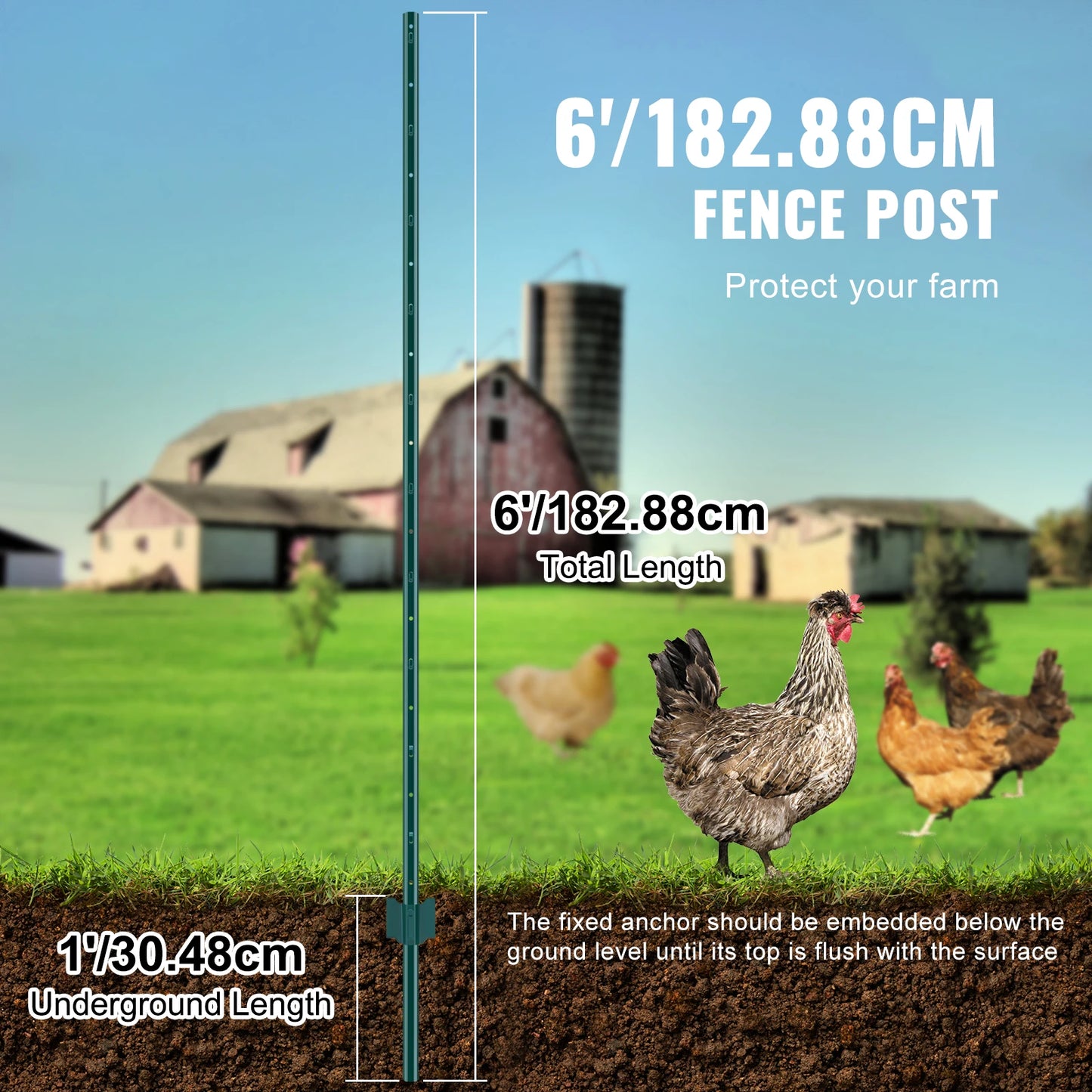 SucceBuy Heavy Duty Fence Post T-Post Steel Garden Stakes