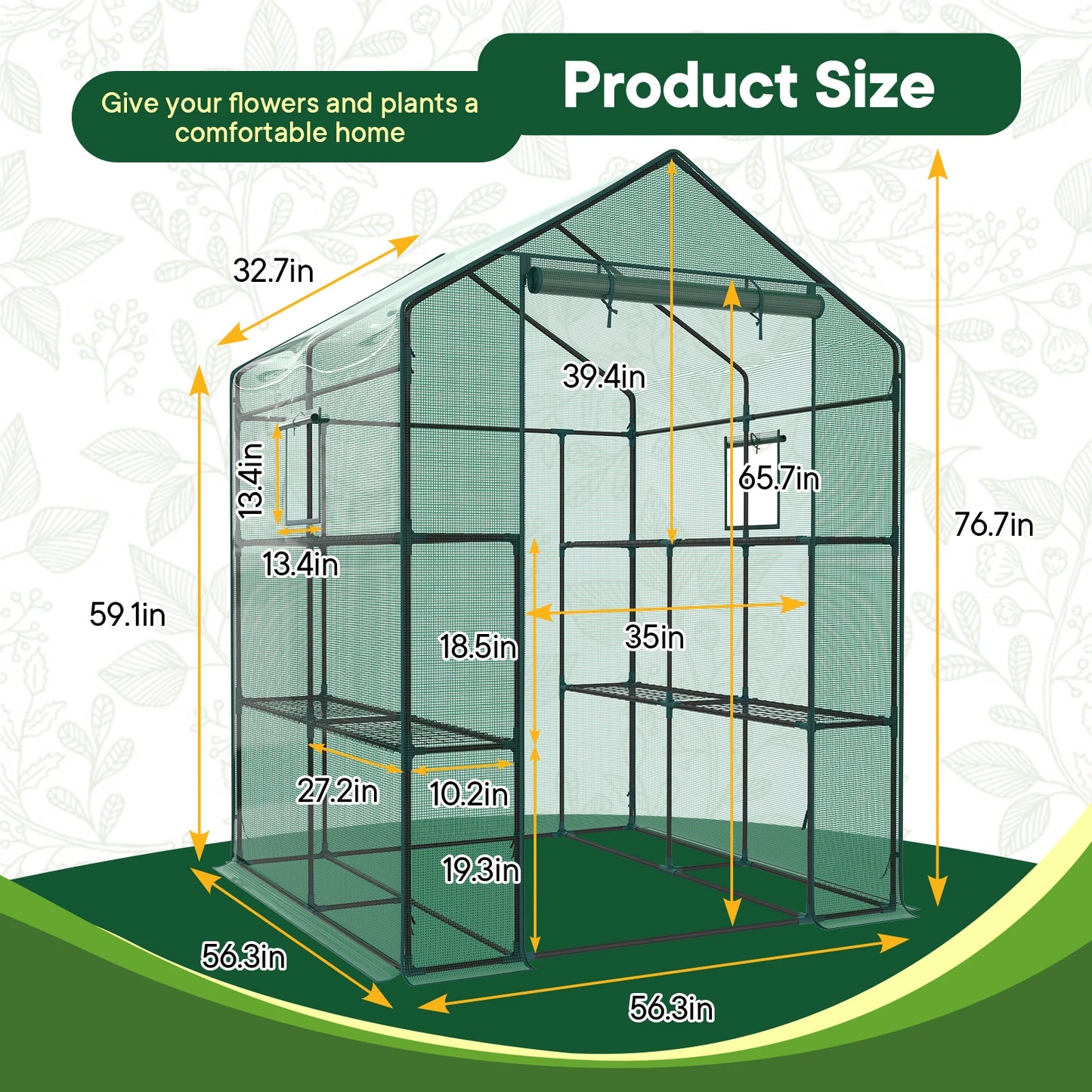 Portable Walk In Greenhouse With Screen Windows For Outdoor Plants