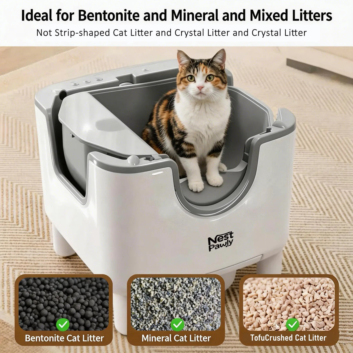 NestPawly M07 Automatic Self Cleaning Open Top Cat Litter Box