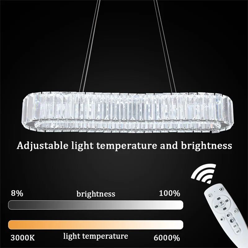 GreeLustr K9 Crystal Oval Pendant Lamp For Living Rooms