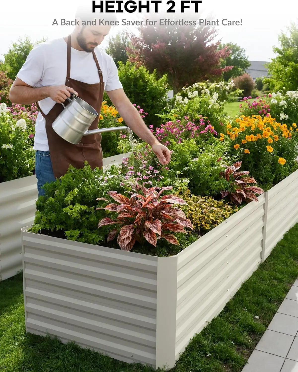TWISTER.CK Galvanized Raised Garden Bed For Vegetables, Flowers, Herbs