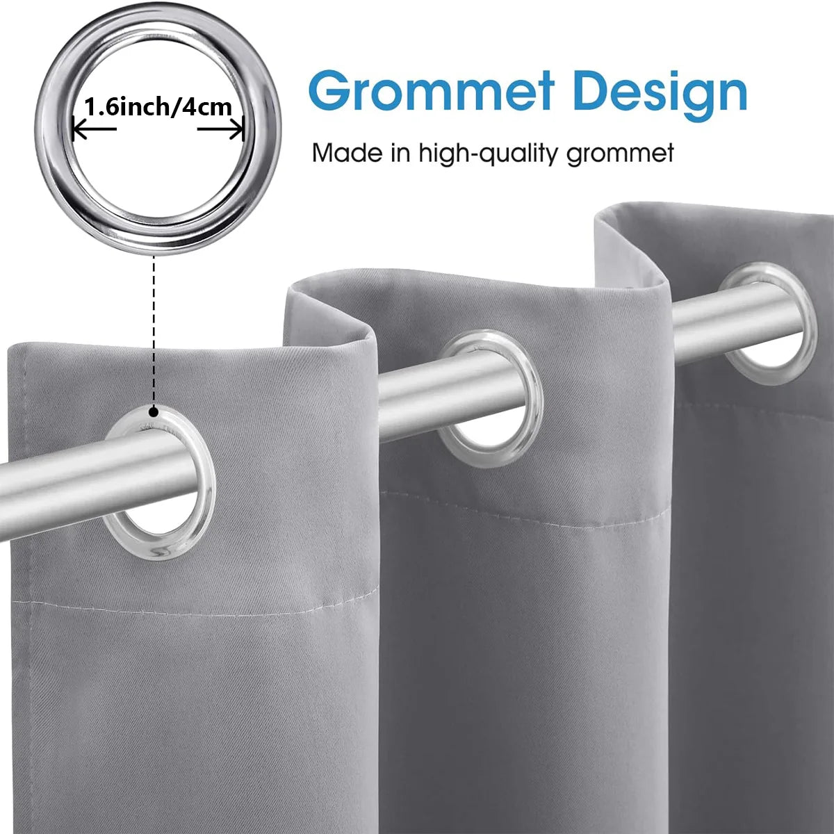 Thermal Blackout Grommet Curtains For Bedroom Window