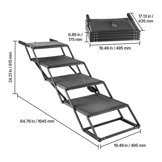 SucceBuy Dog Car Stairs 4 To 5 Foldable Ramp Portable