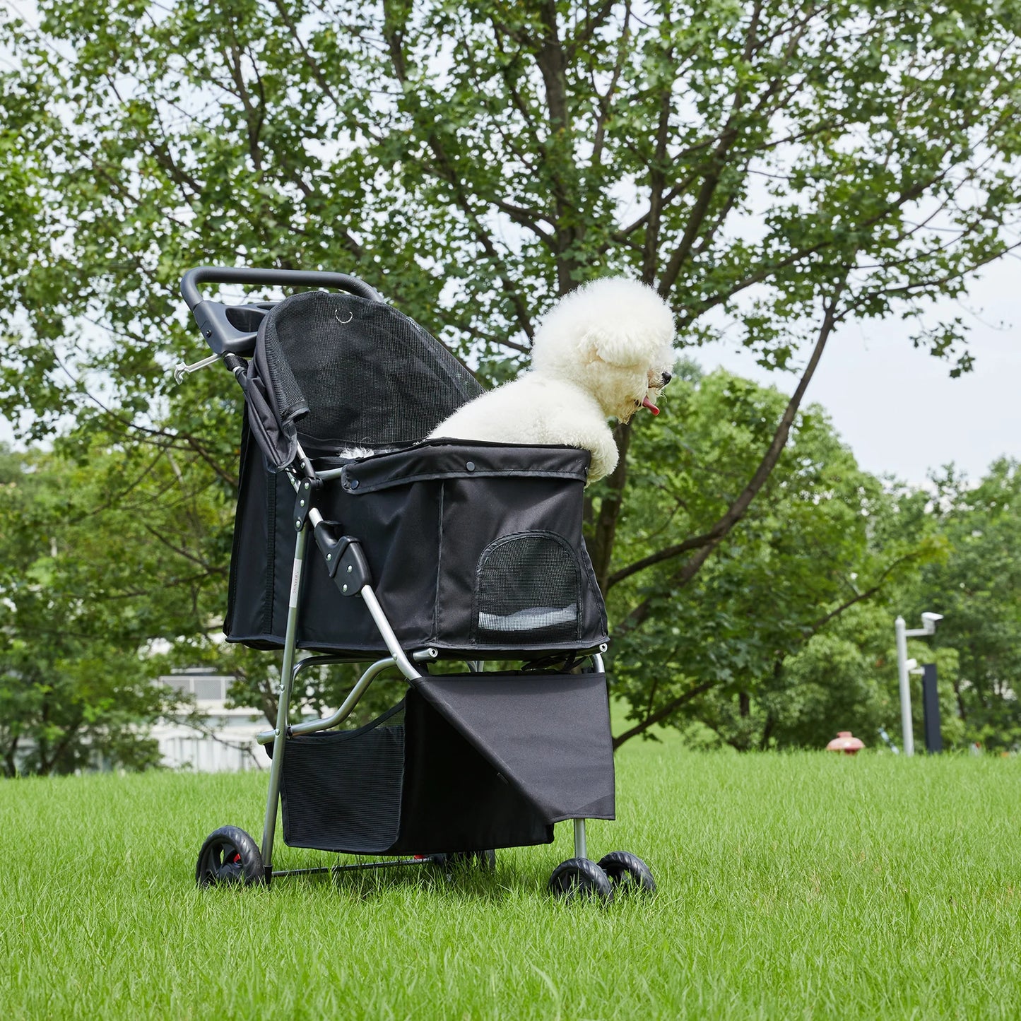 3-Wheel Foldable Pet Stroller For Small Dogs And Cats Mesh