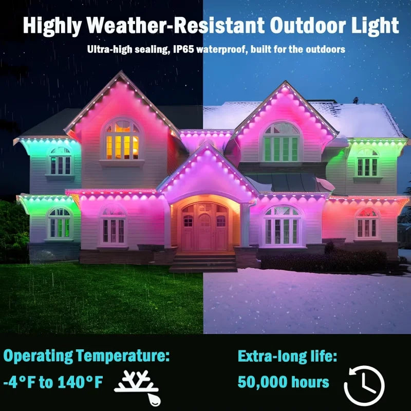 MIMIRGB RGB Eaves LED Outdoor String Lights With Bluetooth App