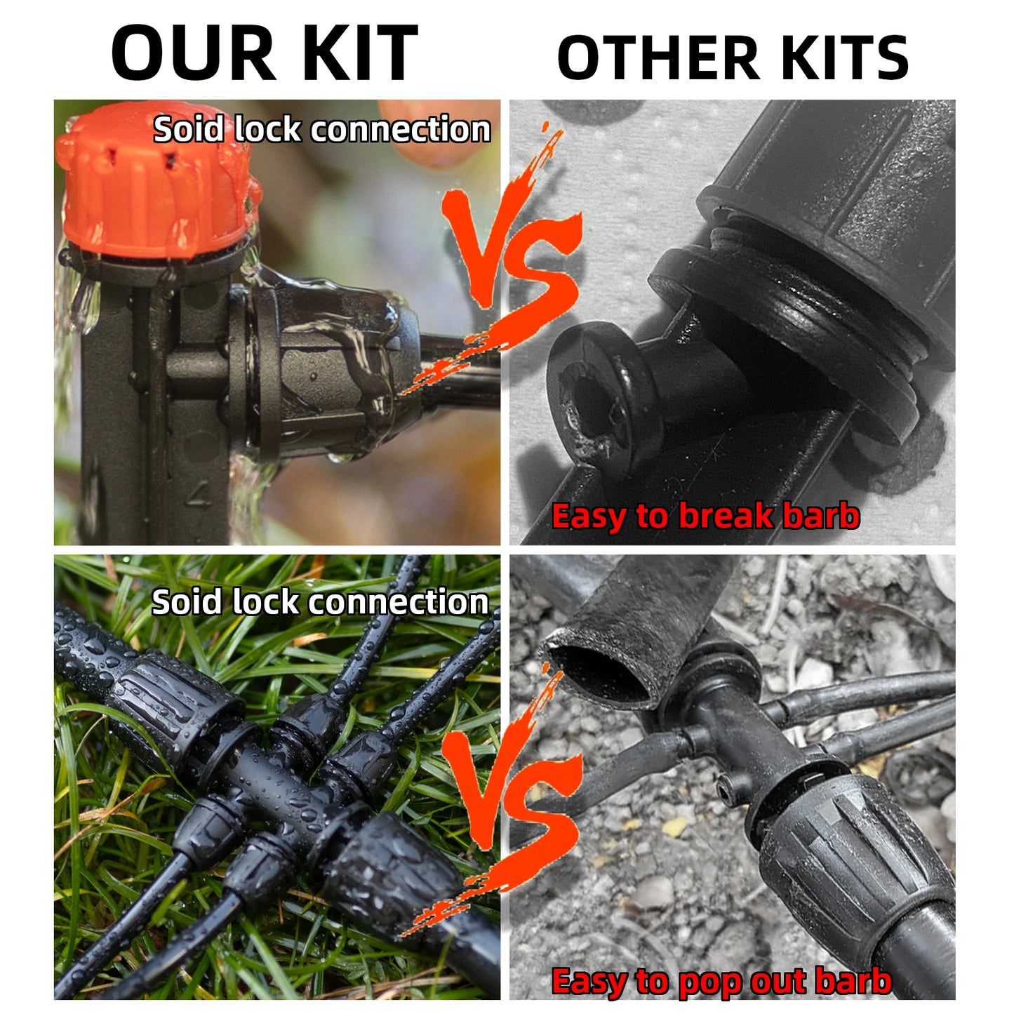 Large Area Drip Irrigation Kit With Locking Fittings