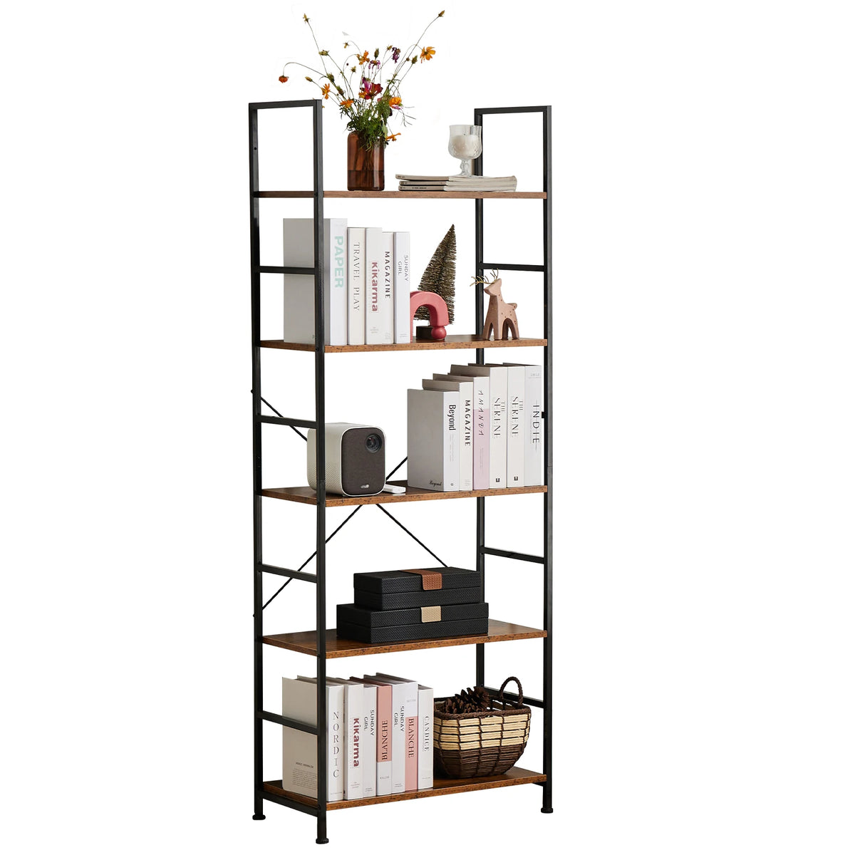 MCQ Sturdy Metal Freestanding Bookshelf For Home Office Storage