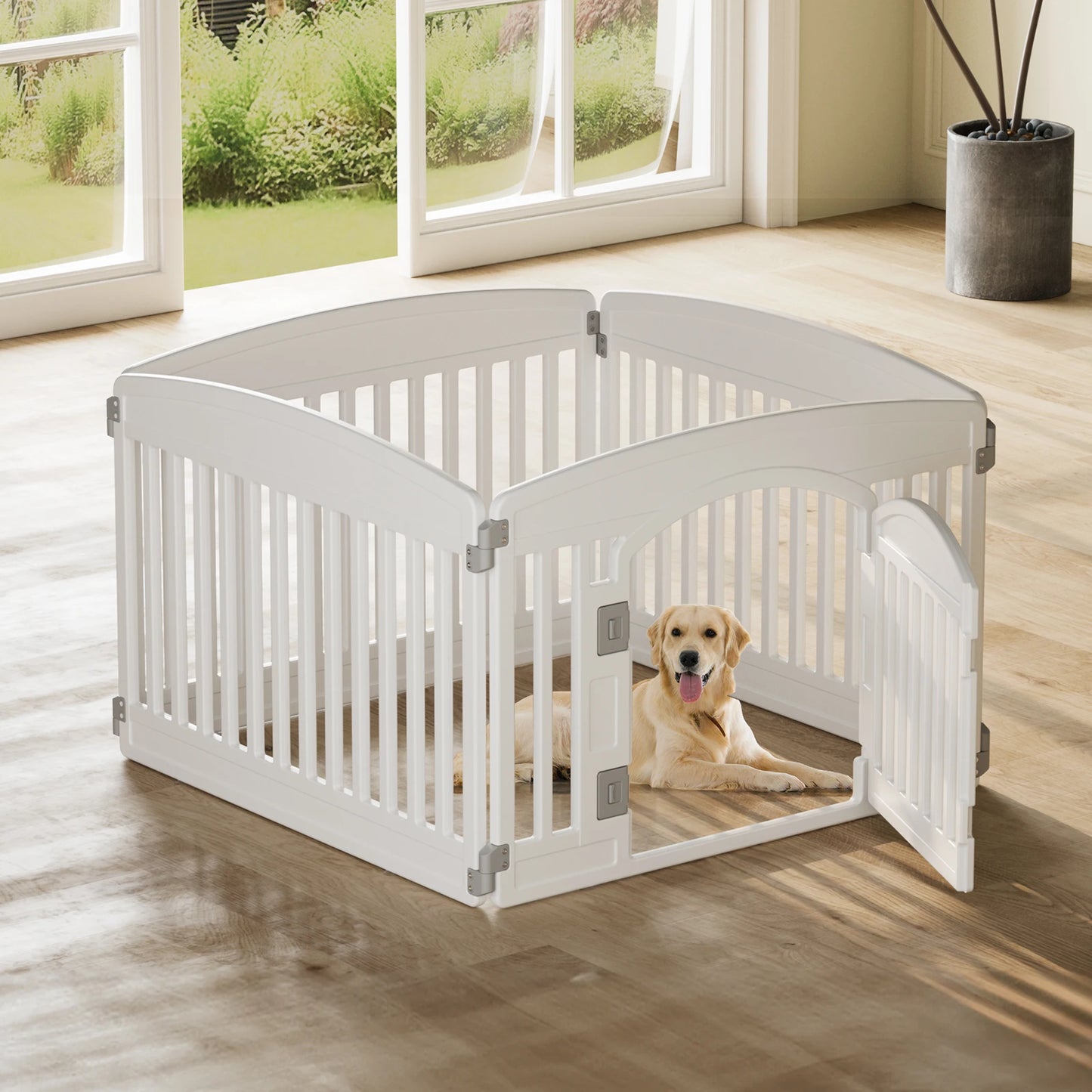 JHK Plastic Dog Playpen 6 Panel Portable Indoor Outdoor Fence