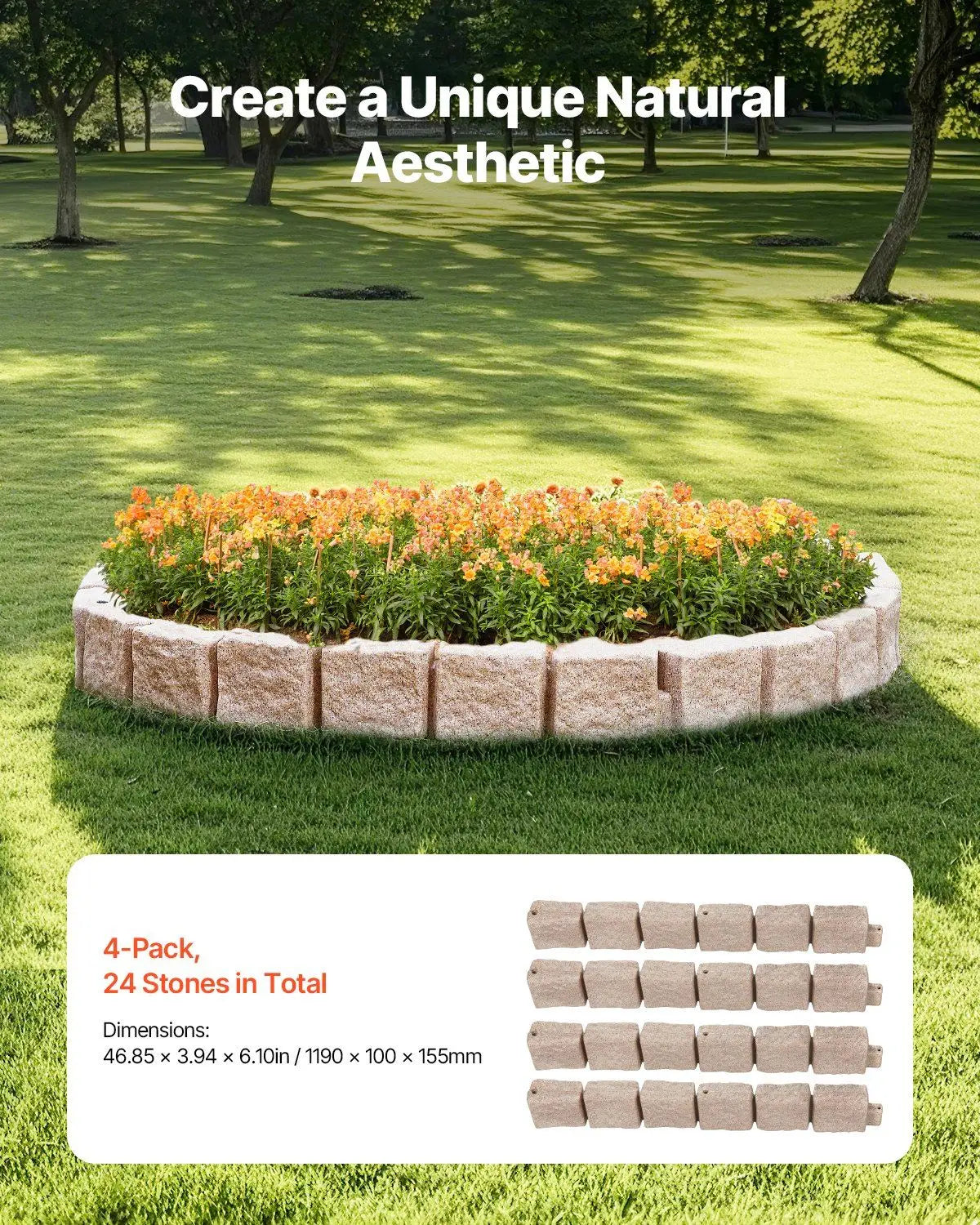 Faux Stone Landscape Edging Flexible Border With Anchoring Spikes