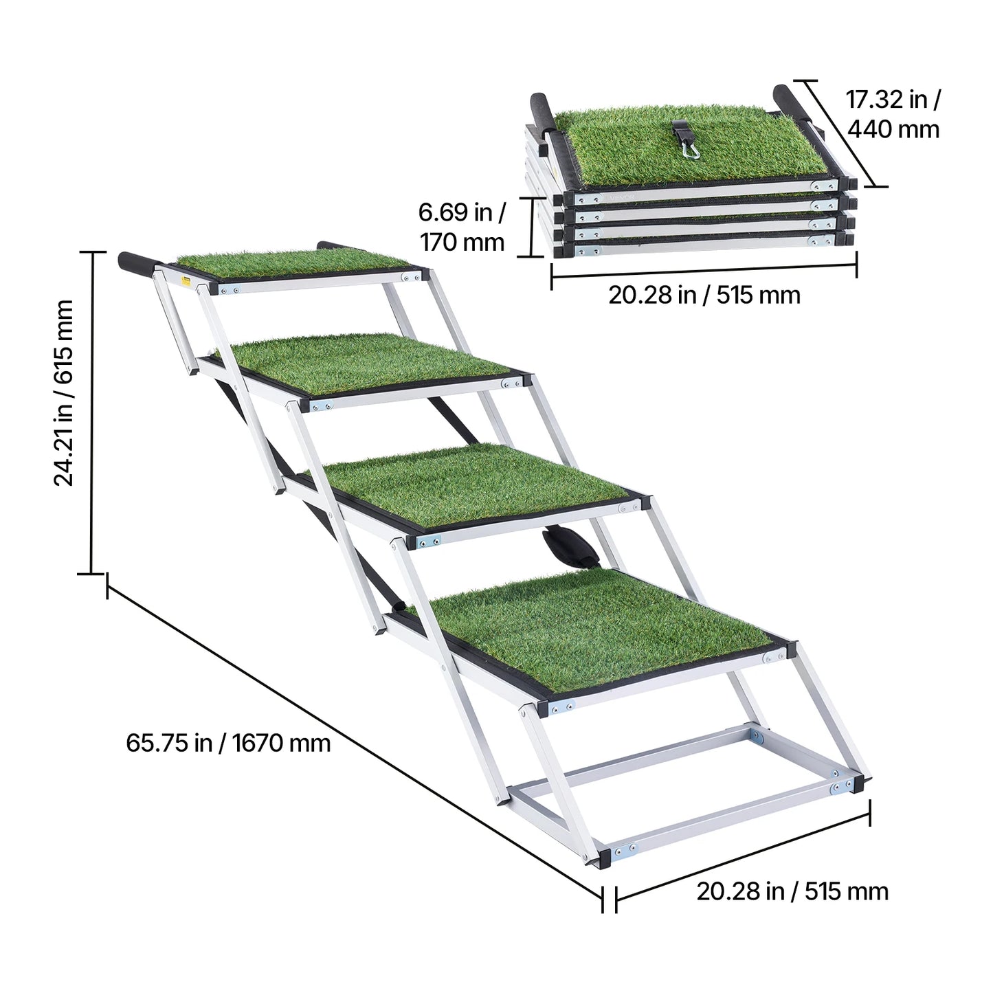 SucceBuy Dog Car Stairs 4 To 5 Foldable Ramp Portable