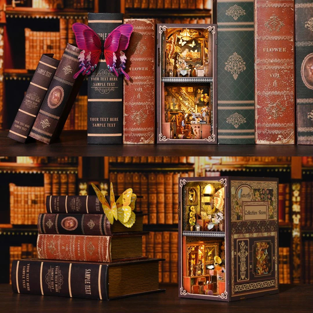 DIY Wooden Puzzle Miniature House Kit For Bookshelf Decor