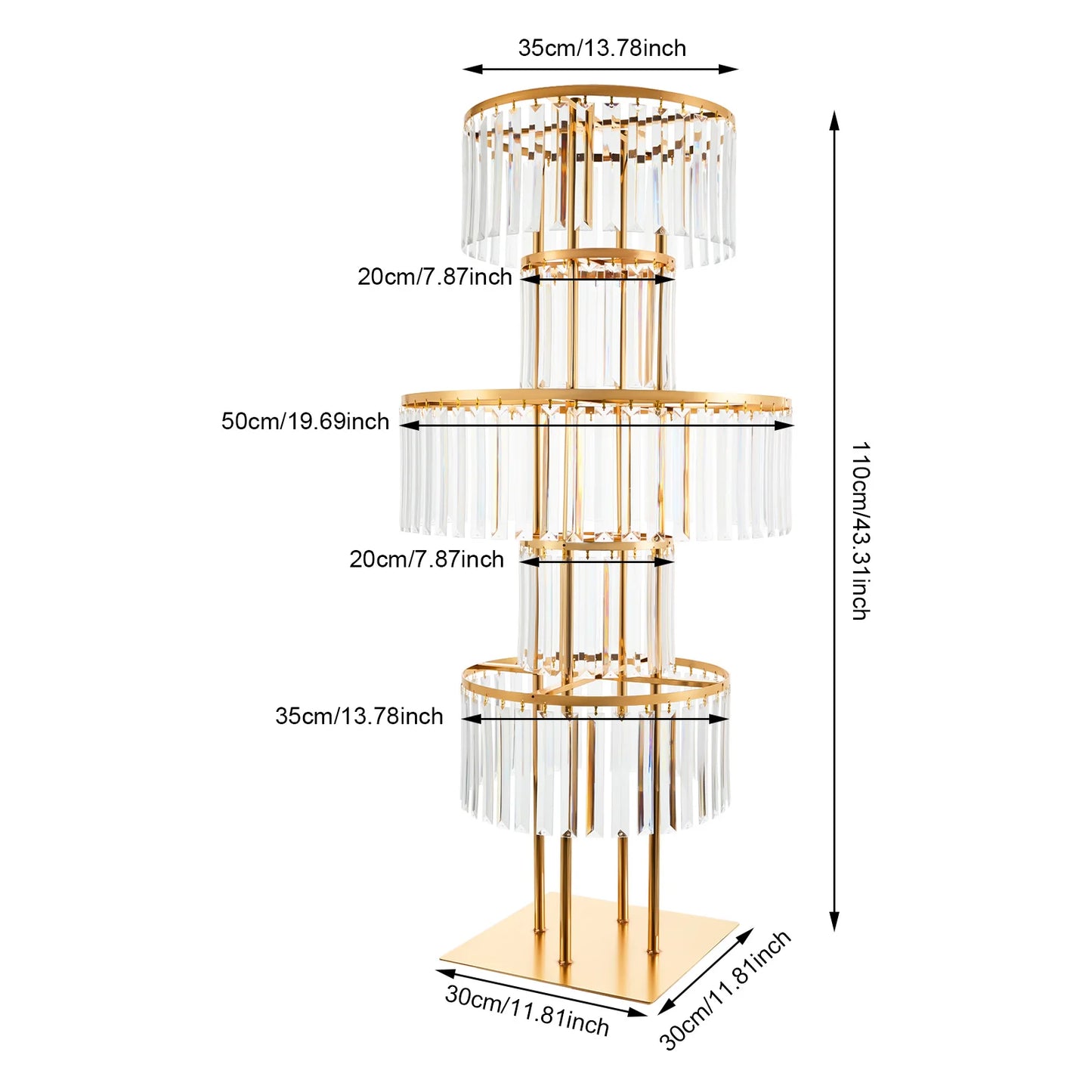 Five Tier Gold Silver Wedding Centerpieces Flower Stand Acrylic