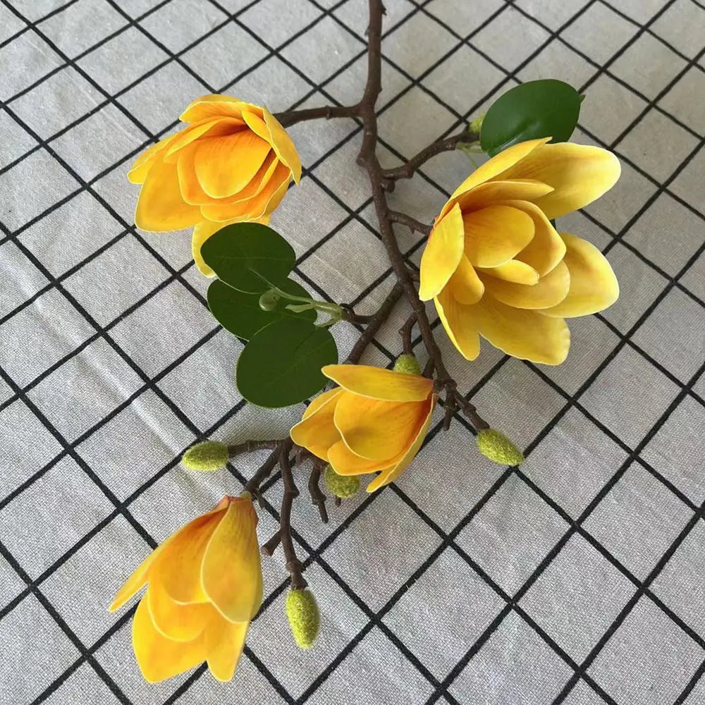 Artificial Silk Magnolia Bouquet For Wedding And Bridal Decor
