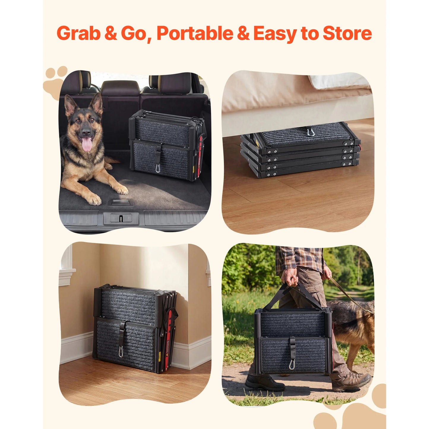 SucceBuy Dog Car Stairs 4 To 5 Foldable Ramp Portable