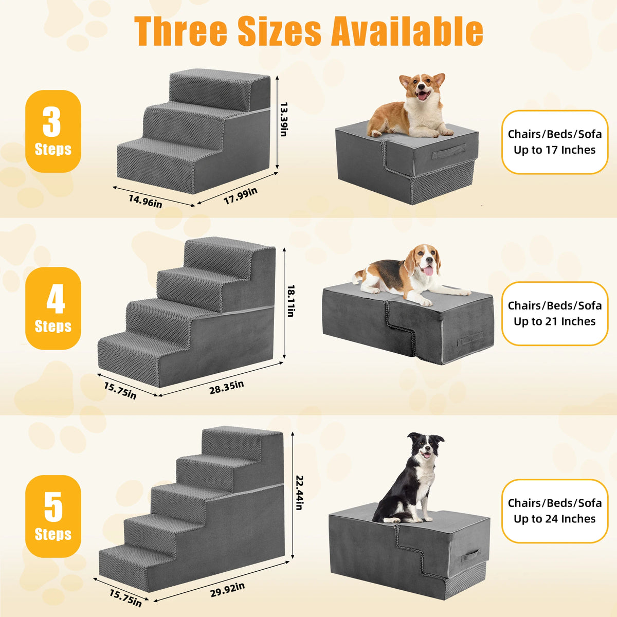 Curved Foam Dog Ramp Stairs With Non Slip Indoor Steps