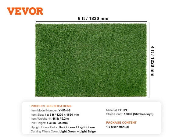 Artificial Grass Rug Outdoor Patio Door Mat Drainage Holes