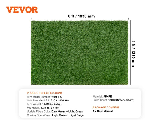 Artificial Grass Rug Outdoor Patio Door Mat Drainage Holes